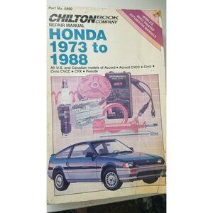 Book 1973 -1988 Chilton Honda Repair Manual # 6980 Accord CVCC Civic CRX Prelude